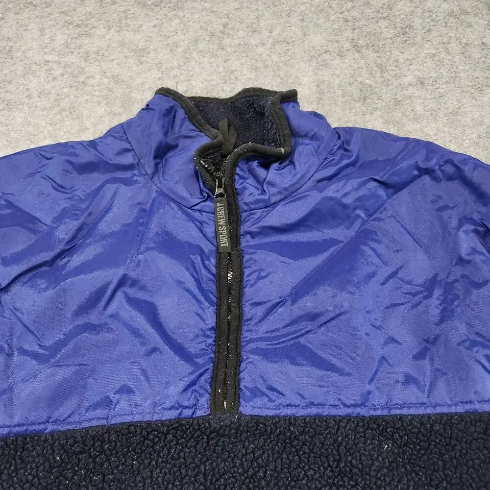 VTG 90s J Crew Sport Mens XL 1/2 Zip Oarsman Blue Fleece Nylon Pullover‎ Jacket